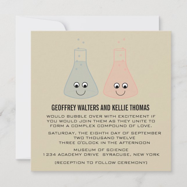 Cute Chemistry Wedding Invite (Front)