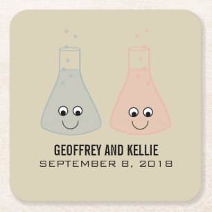Cute Chemistry Wedding Paper Coasters