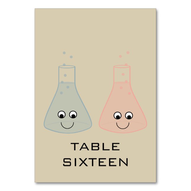 Cute Chemistry Wedding Table Card (Front)