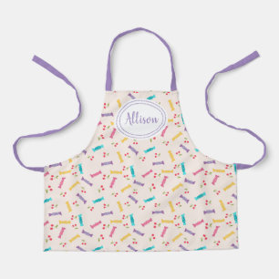 Cute Cherries and Candy Pattern   Purple Apron