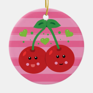 Cute Cherries Ceramic Ornament