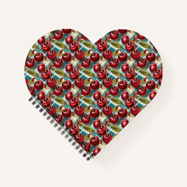 Cute Cherries Checkered Plaid Pattern  Notebook (Front)