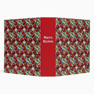 Cute Cherries Checkered Plaid Pattern Personalized 3 Ring Binder
