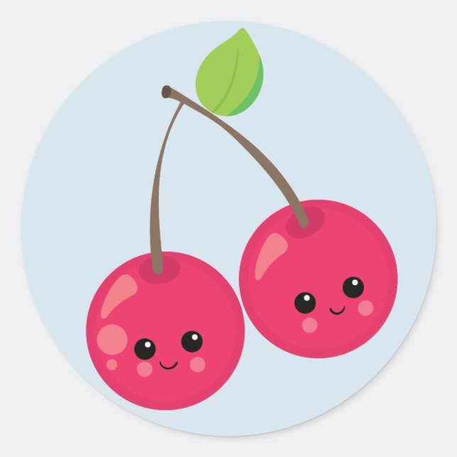 Cute Cherries Classic Round Sticker (Front)