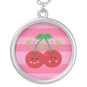 Cute Cherries Silver Plated Necklace