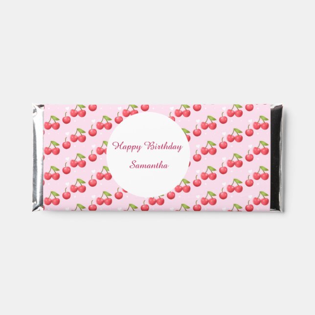 Cute Cherry 1st Birthday Party Hershey Bar Favors (Front)