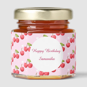 Cute Cherry 1st Birthday Party Honey Jar Favors