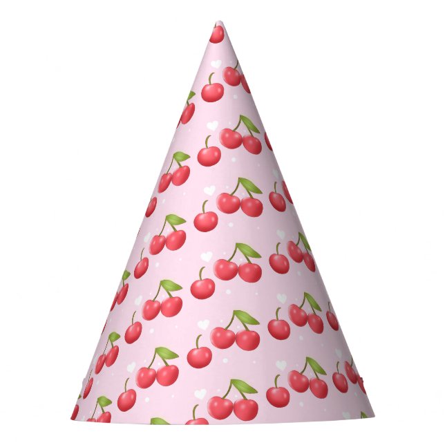 Cute Cherry 1st Birthday Party Party Hat (Front)
