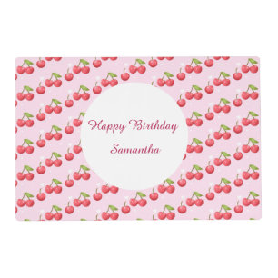 Cute Cherry 1st Birthday Party Placemat