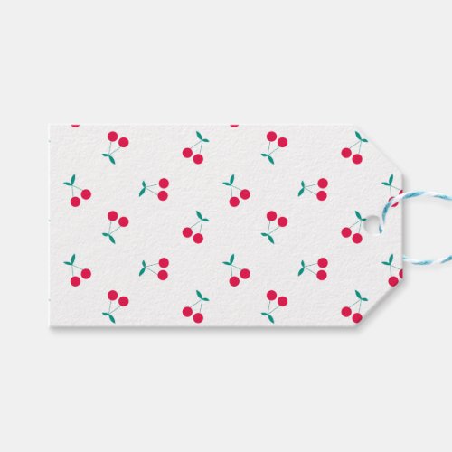 Cute Cherry Aesthetic Cherries Pattern White   Gift Tags