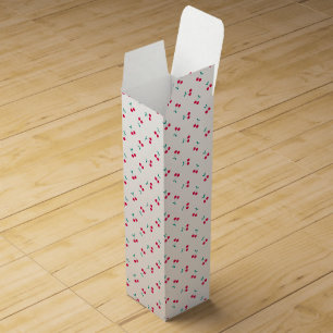Cute Cherry Aesthetic Cherries Pattern White Wine Box