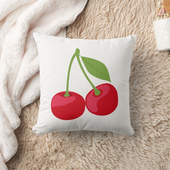 Cute Cherry Aesthetic Throw Pillow (Blanket)