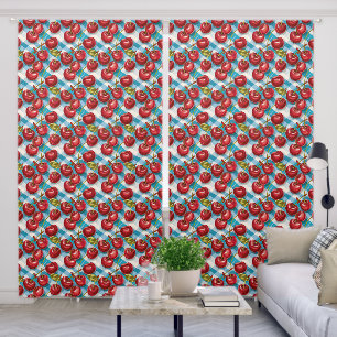 Cute Cherry and Blue Plaid Pattern Sheer Curtains