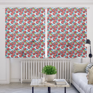 Cute Cherry and Blue Plaid Pattern Sheer Curtains