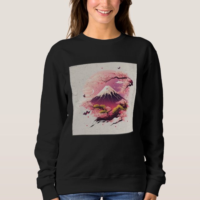 Cute Cherry Blossom Illustration Pink Women Kids   Sweatshirt (Front)