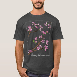 Cute Cherry Blossom Japanese Art Sakura Japan Kore T-Shirt
