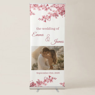 Cute Cherry blossom Photo Wedding Welcome Banner