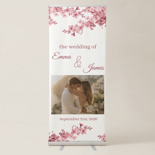 Cute Cherry blossom Photo Wedding Welcome Banner