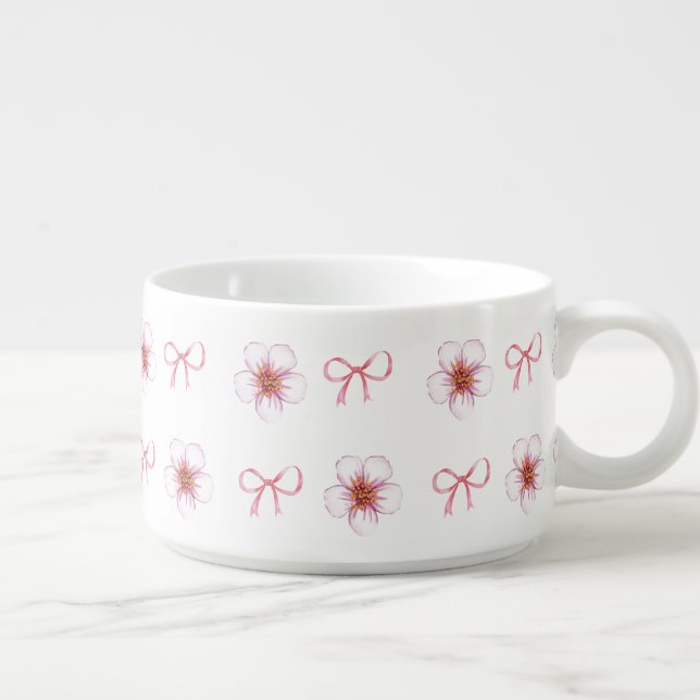 Cute Cherry Blossom Ribbon Design  Bowl (Left)