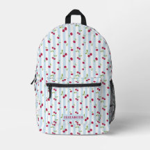 Cute Cherry Blue Stripes Retro Personalized