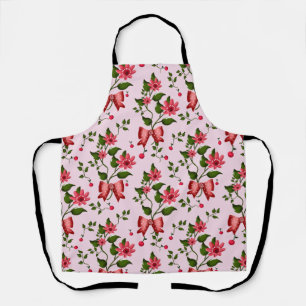 Cute Cherry Bow floral Pattern Apron