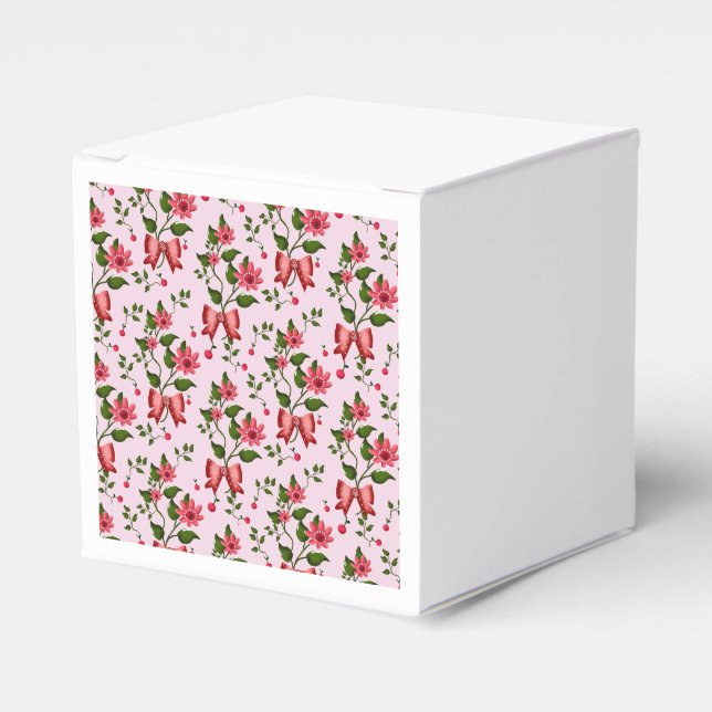 Cute Cherry Bow floral Pattern  Favor Boxes (Front Side)