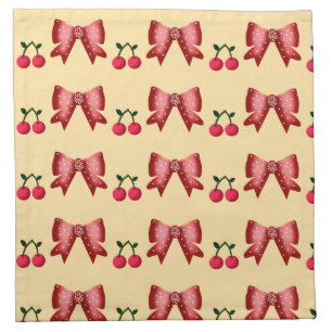 Cute Cherry Bow Seamless Pattern Pink Aesthetic Ka Cloth Napkin