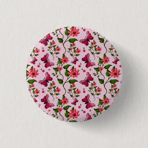 Cute Cherry Butterfly Pattern, Glossy Kawaii Fruit Button