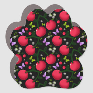 Cute Cherry Butterfly Pattern, Glossy Kawaii Fruit Car Magnet