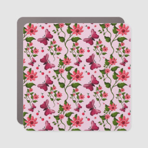 Cute Cherry Butterfly Pattern, Glossy Kawaii Fruit Car Magnet