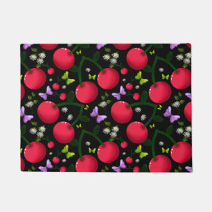 Cute Cherry Butterfly Pattern, Glossy Kawaii Fruit Doormat