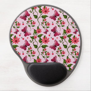 Cute Cherry Butterfly Pattern, Glossy Kawaii Fruit Gel Mouse Pad