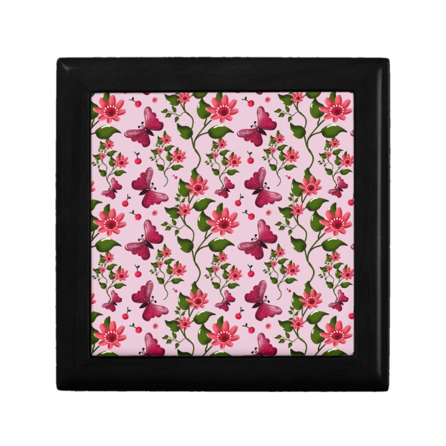 Cute Cherry Butterfly Pattern, Glossy Kawaii Fruit Gift Box (Front)