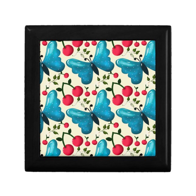 Cute Cherry Butterfly Pattern, Glossy Kawaii Fruit Gift Box (Front)