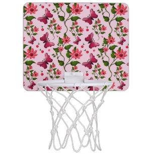 Cute Cherry Butterfly Pattern, Glossy Kawaii Fruit Mini Basketball Hoop