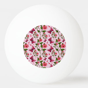Cute Cherry Butterfly Pattern, Glossy Kawaii Fruit Ping Pong Ball