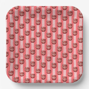 Cute Cherry Chocolate Teddy Bear Paper Plates