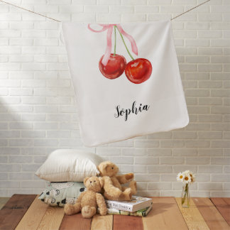 Cute Cherry Coquette Baby Blanket