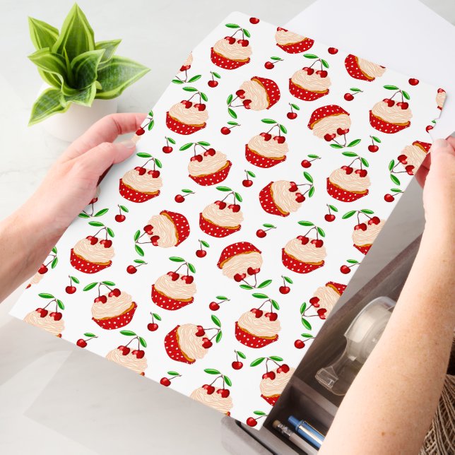 Cute cherry cupcakes tiled pattern  envelope mailers (Desk)