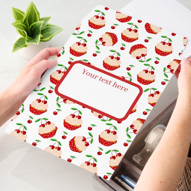 Cute cherry cupcakes tiled pattern text box envelope mailers (Desk)