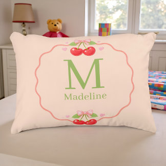 Cute Cherry Dessert Pattern Sweet Aesthetic Accent Pillow