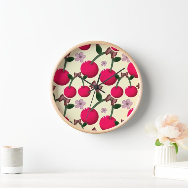 Cute cherry floral pattern  clock (Home)