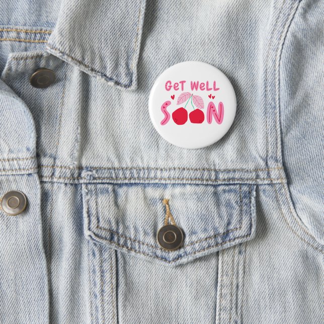 Cute Cherry Get Well Soon Button (In Situ)