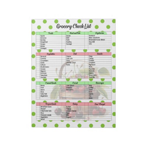 Cute Cherry Grocery List Notepad