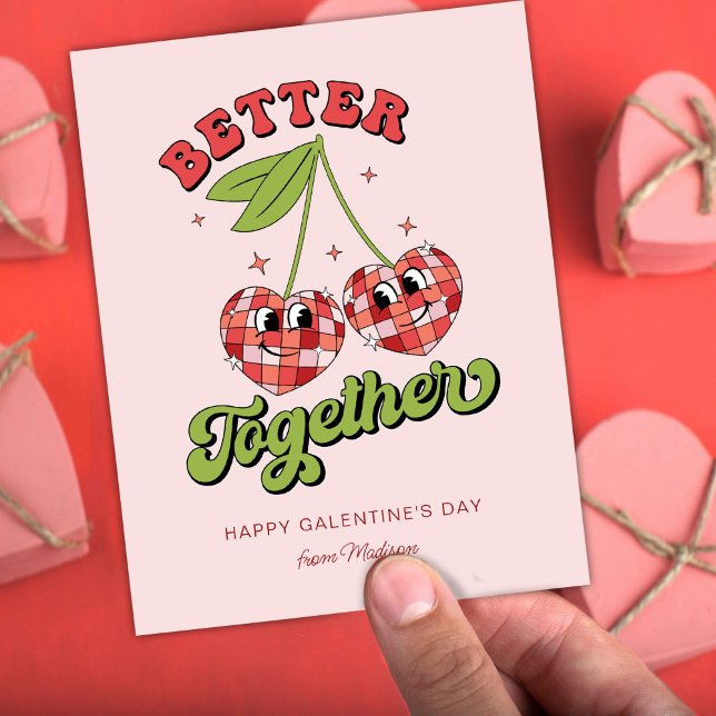 Cute Cherry Hearts Friends Better Together Card (Creator Uploaded)
