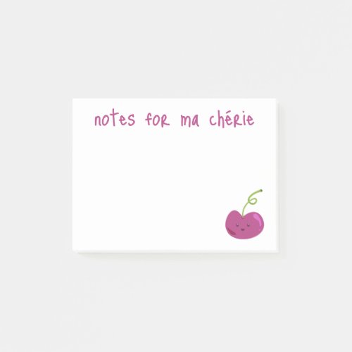 Cute cherry illustration  notes for ma chrie  post_it notes