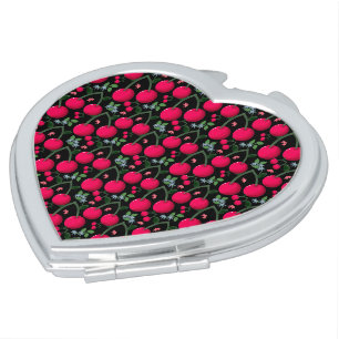 Cute Cherry Pattern Aesthetic Red Cherry Seamles Compact Mirror