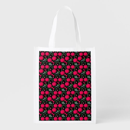 Cute Cherry Pattern Aesthetic | Red Cherry Seamles Grocery Bag