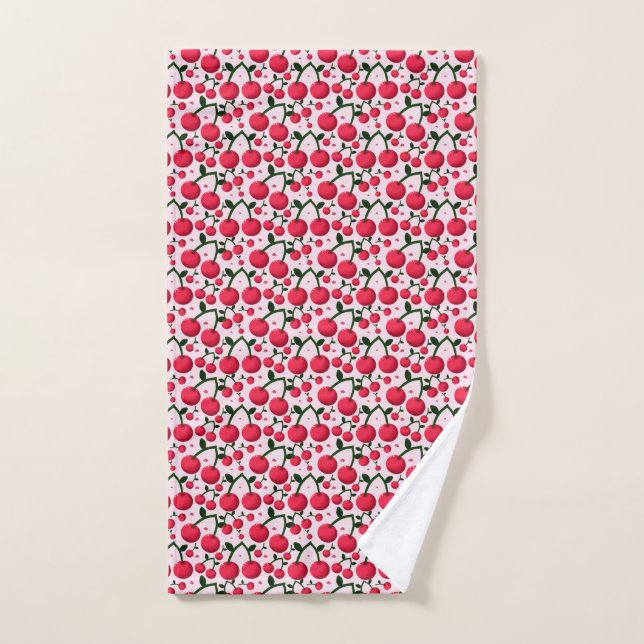 Cute Cherry Pattern Aesthetic | Red Cherry Seamles Hand Towel (Hand Towel)