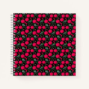 Cute Cherry Pattern Aesthetic Red Cherry Seamles Notebook
